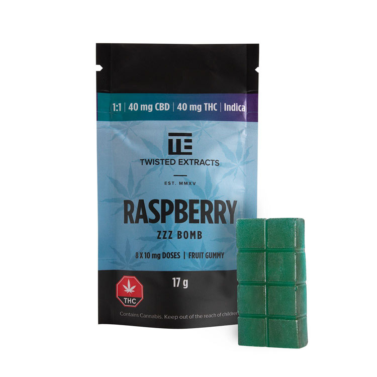 Twisted Extracts – CBD/THC Raspberry Zzz Bomb
